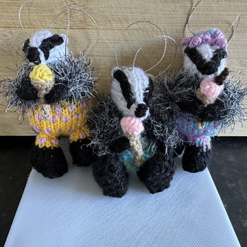 Mini Badgers Eating Ice Cream - Ferrero Rocher/Lindor Chocolate Cover/Stuffed Hanging Decoration/Toy