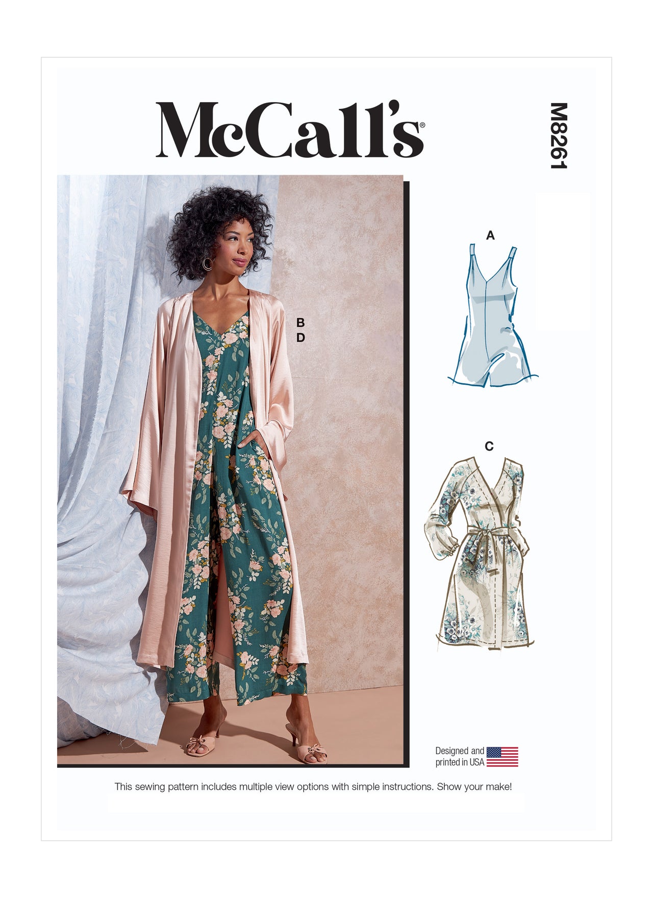McCall's Misses' Romper, Jumpsuit, Robe with Sash M8261 - Sewing Pattern