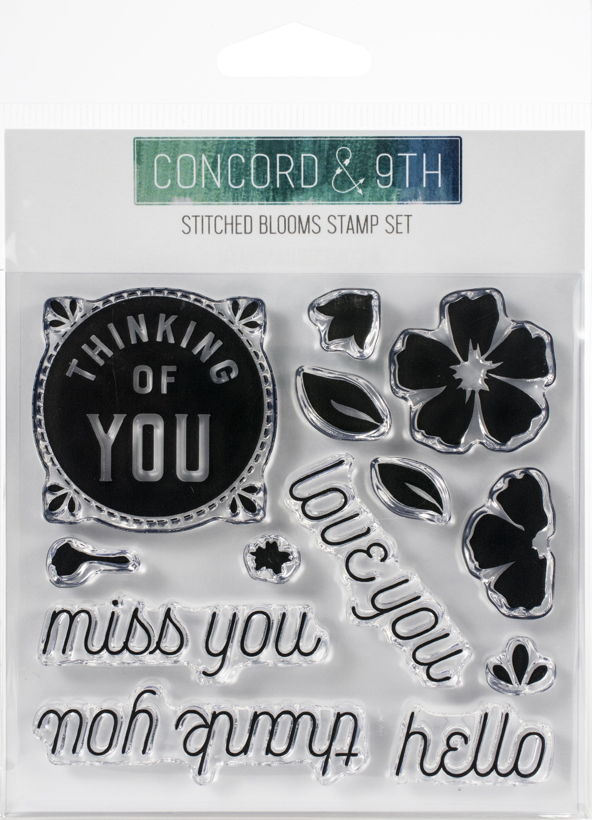 Concord & 9th Clear Stamps 4"X4" - Stitched Blooms