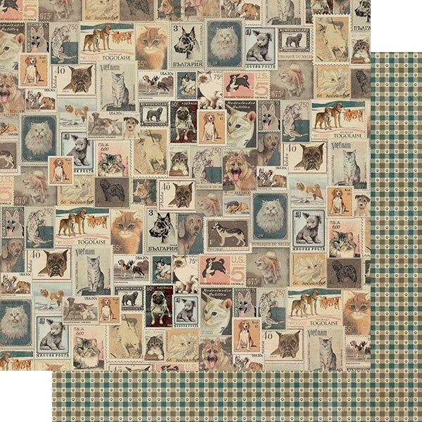 Authentique Paper Purebred Double-Sided Cardstock 12"X12" 18/Pkg - #6 Vintage Postage Stamps