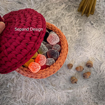 Recycled (t-shirt) yarn basket container-115