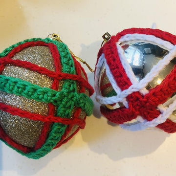Tartan and stripe Christmas bauble