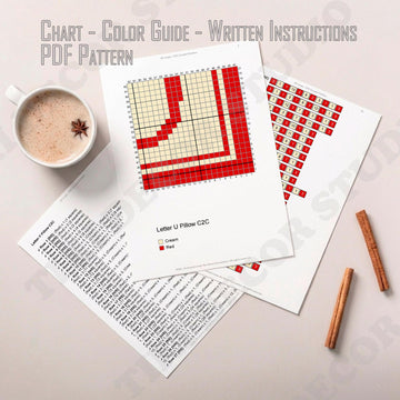 Initial U Letter Pillow Cover CROCHET PATTERN