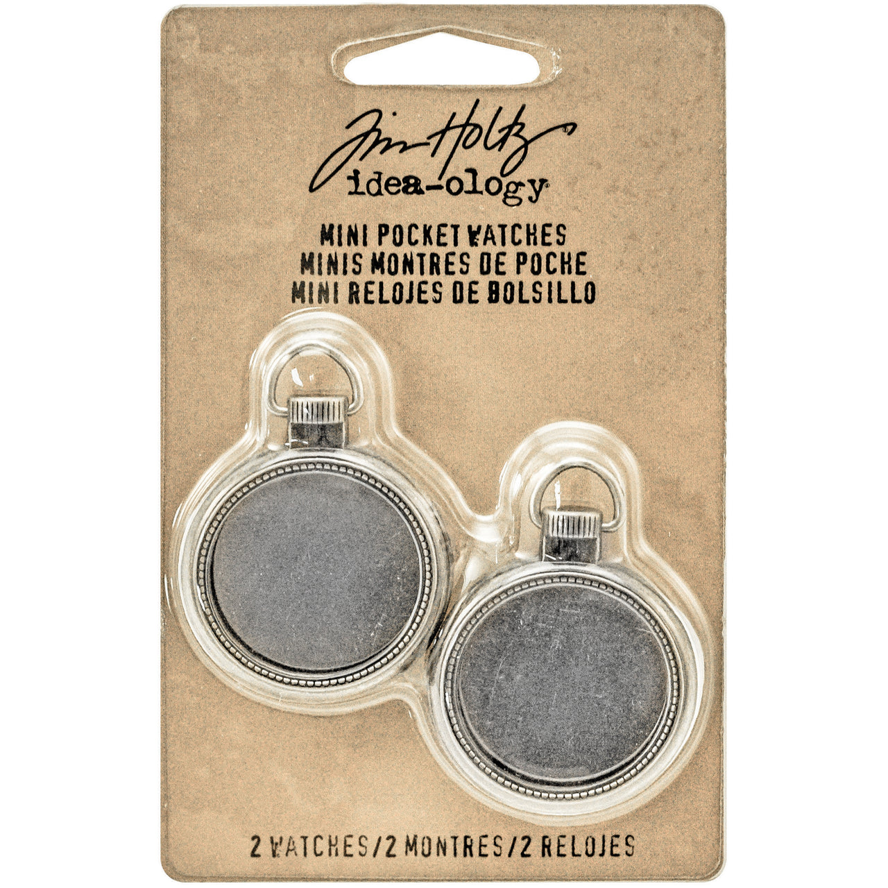 Advantus Idea-Ology Metal Mini Pocket Watch Frames 1" 2/Pkg - Antique Nickel