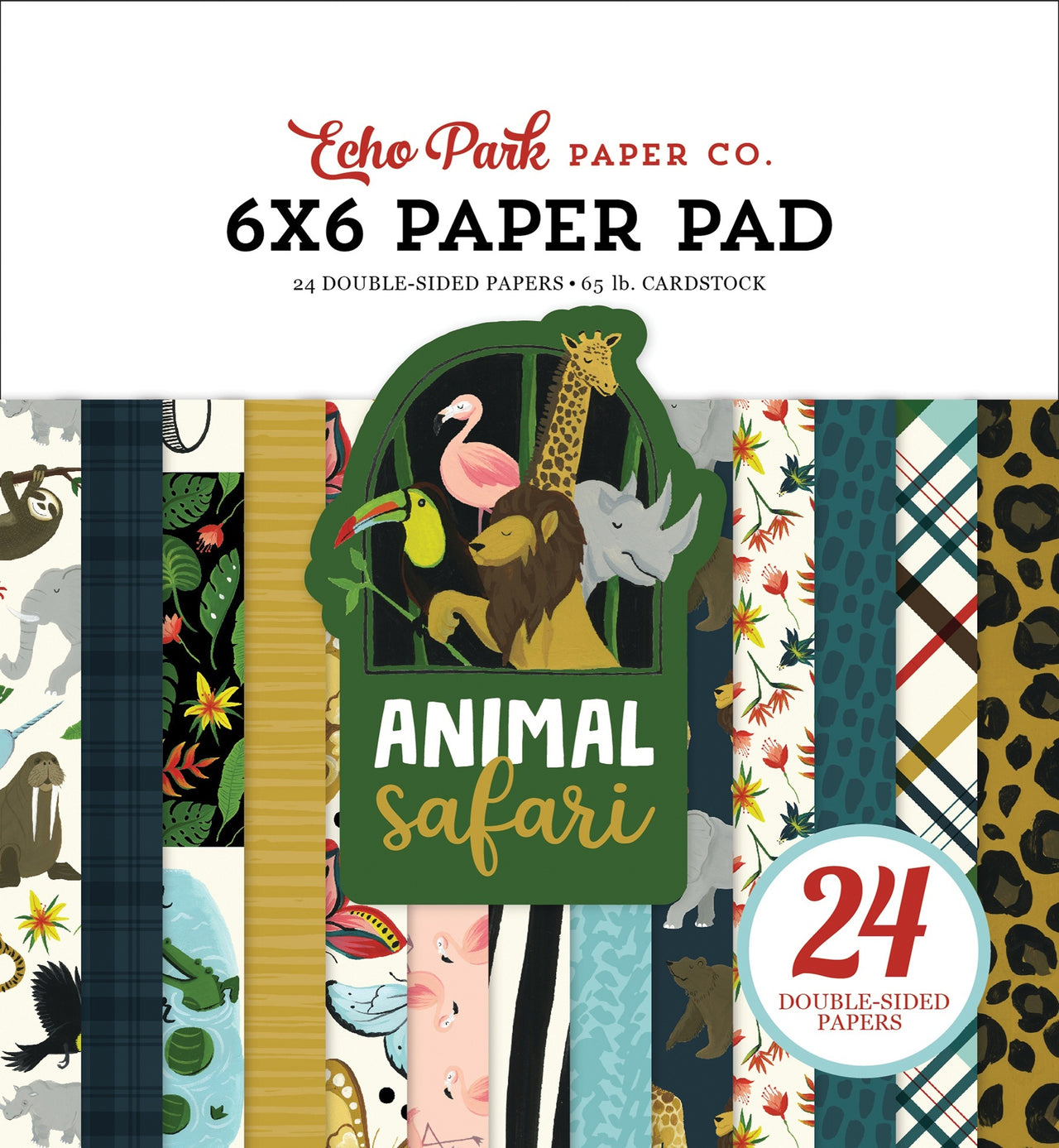 Echo Park Paper Echo Park Double-Sided Paper Pad 6"X6" 24/Pkg - Animal Safari, 12 Designs/2 Each