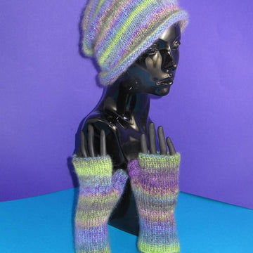 Mohair Slouch Hat and Fingerless Glove Set