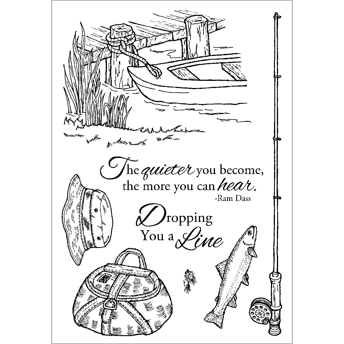 Stampers Anonymous Inky Antics Clear Stamp Set 4"X6" - Fishing Favorites