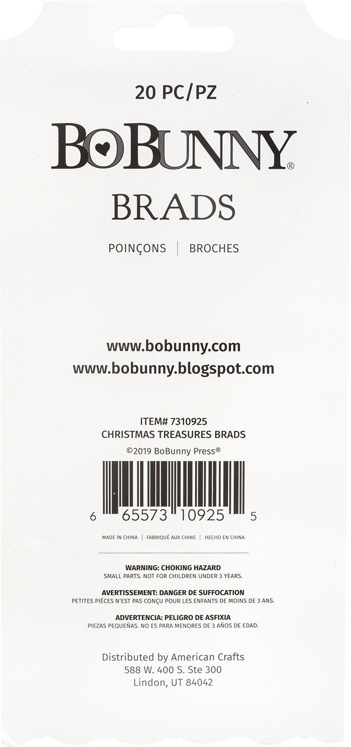 American Crafts Christmas Treasures Brads 20/Pkg - 593835