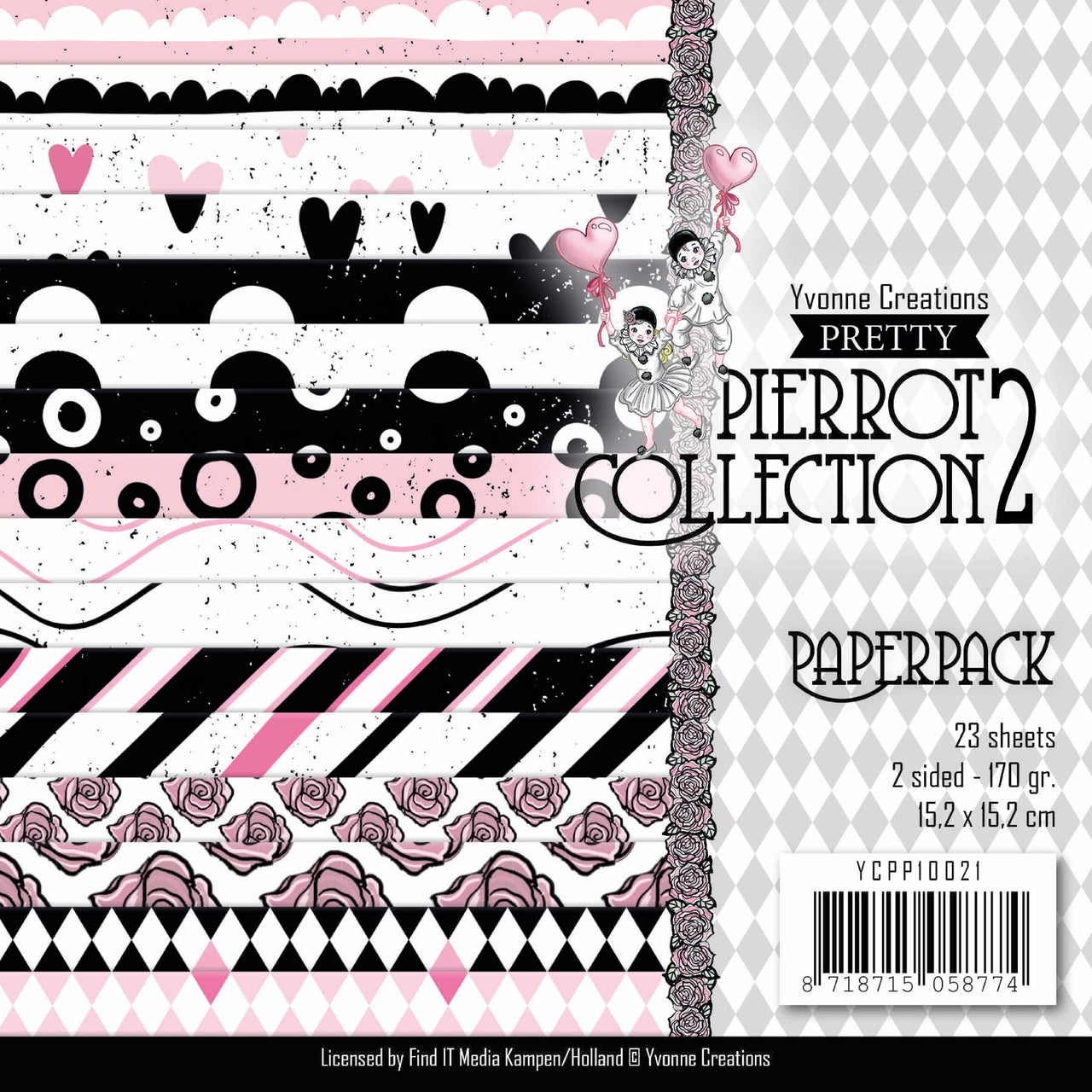 Find It Trading Yvonne Creations Paper Pack 6"X6" 23/Pkg - Pretty Pierrot 2, Double-Sided