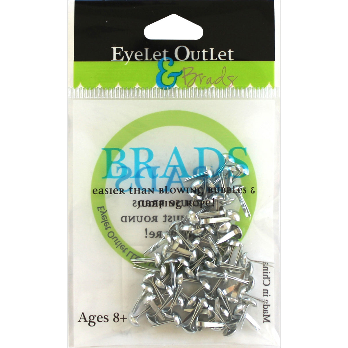 Eyelet Outlet Round Brads 4mm 70/Pkg - Silver