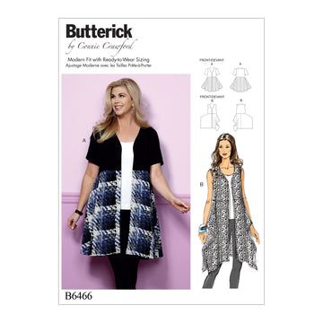 Butterick Misses'/Women's Open-Front, Flared Tunics B6466 - Sewing Pattern