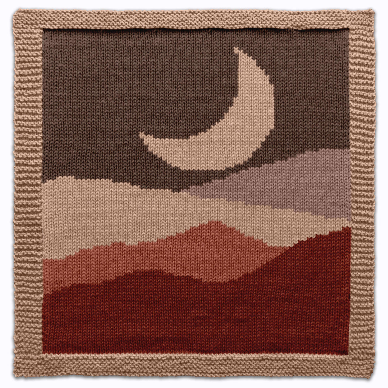 Crescent Moon Landscape Square Knitting Pattern