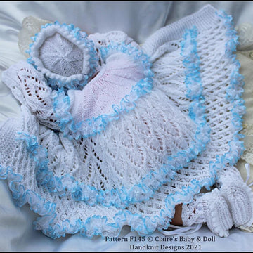 Lacy Lattice Matinee Set 16-22” doll (preemie-3m+ baby)