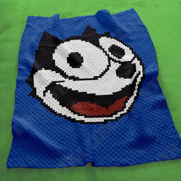 C2C CROCHET PATTERN Felix The Cat Portrait Throw Blanket