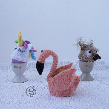 Easter Egg Cozy: flamingo, owl, unicorn