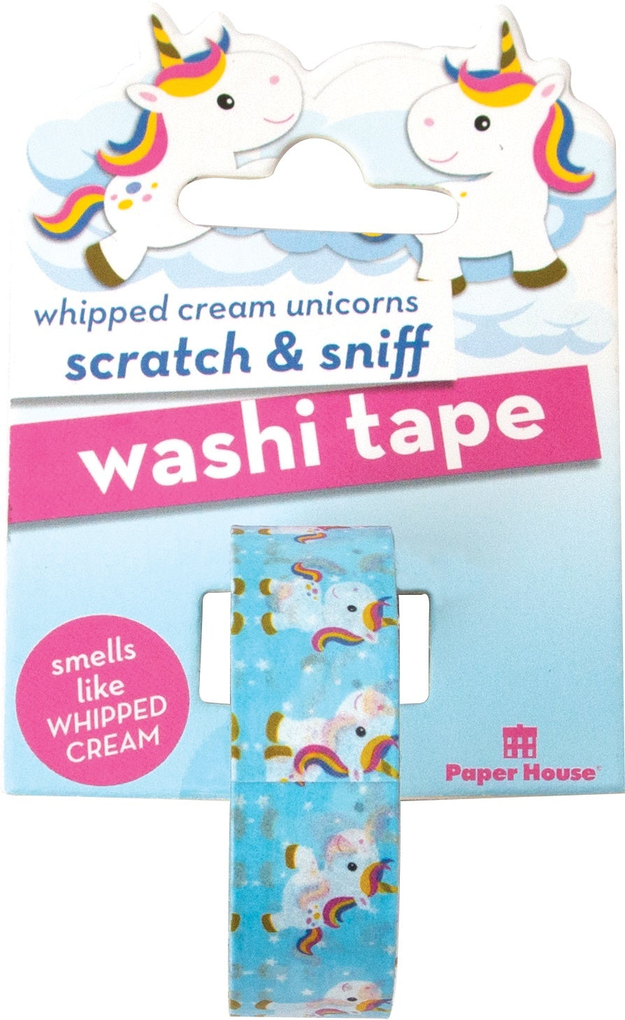 Paper House Scratch & Sniff Washi Tape - Whipped Cream Unicorn, 15mmX8m