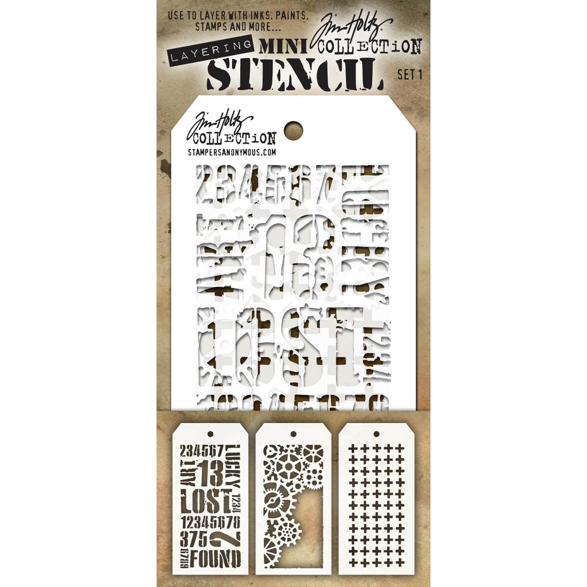 Stampers Anonymous Tim Holtz Mini Layered Stencil Set 3/Pkg - Set #1