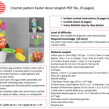 Colourful Easter egg with tulips Easter decoration