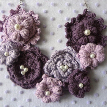 Purple and Lavender Puff Flower Necklace