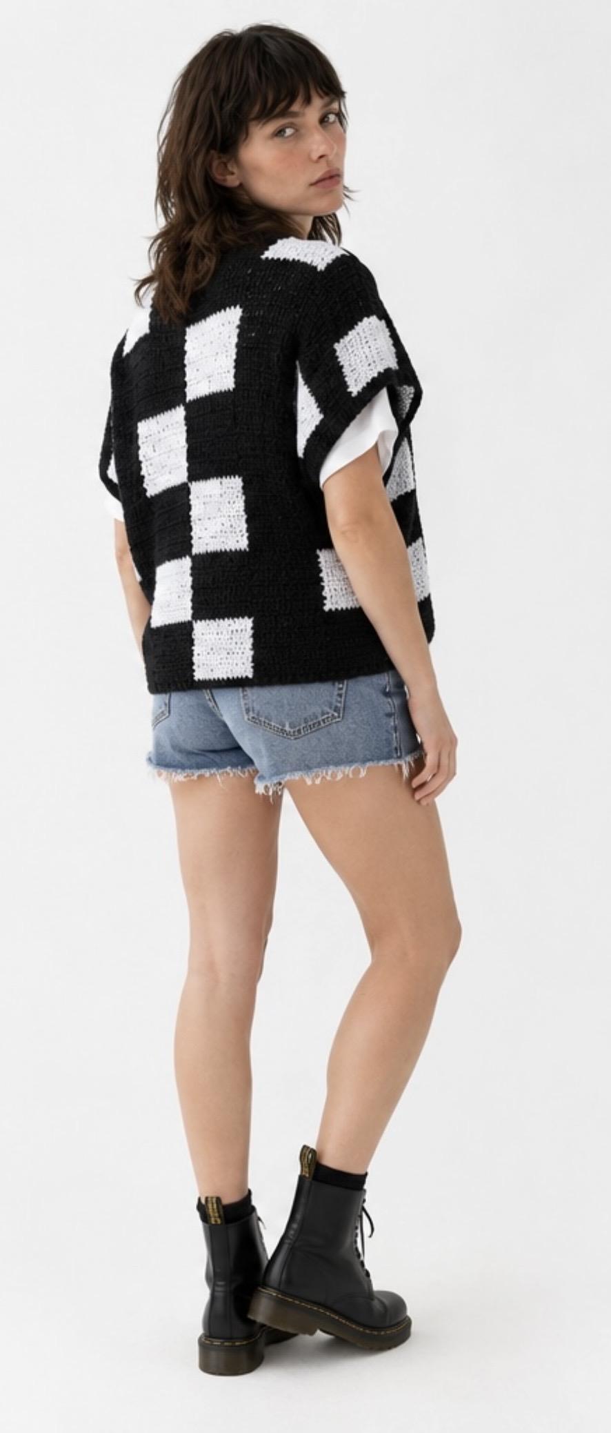 Wednesday Checkerboard Crochet Vest