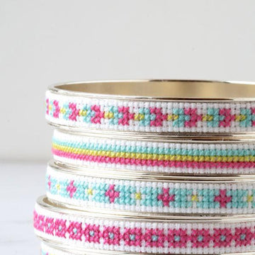 Red Gate Stitchery Sterling Silver Cross Stitched Bangle Bracelet Cross Stitch Kit