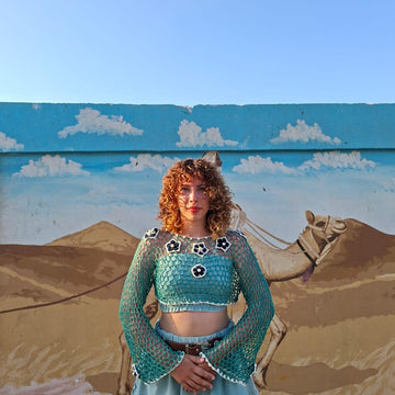 Sea crochet mesh top