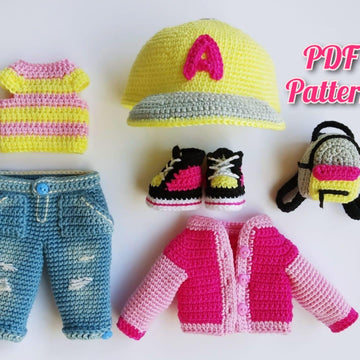 Crochet amigurumi doll pattern, Astrid amigurumi doll with clothes pattern (English, Deutsch, Français)