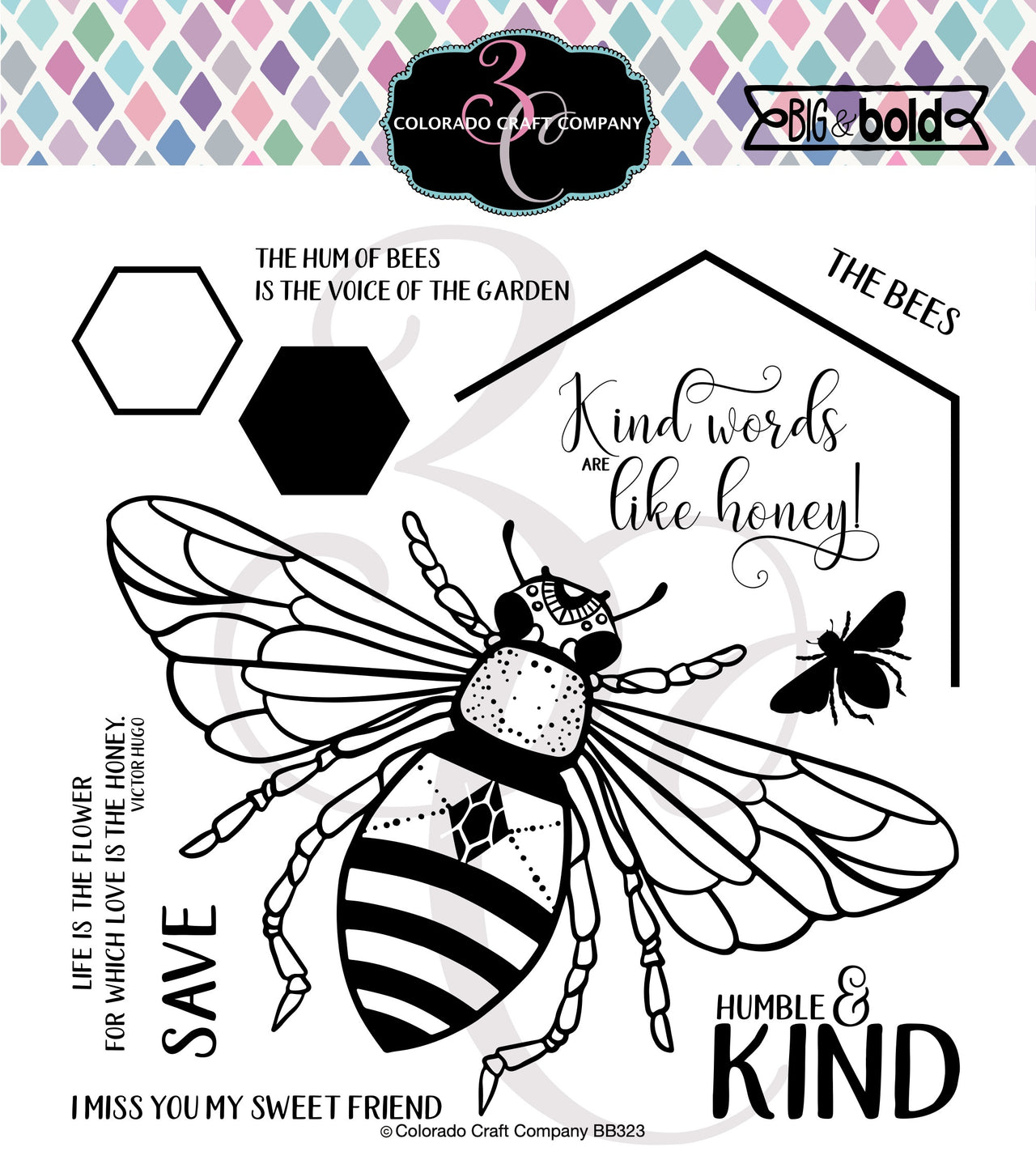Colorado Craft Company Clear Stamps 6"X6" - Honey Bee-Big & Bold