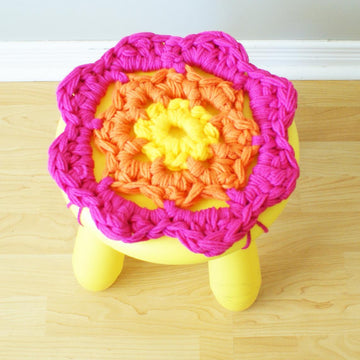 Super Chunky Crochet Stool Cover (12" diameter) (pillow001)