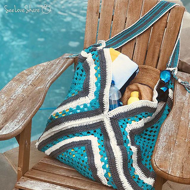Mod Granny Square Beach Bag
