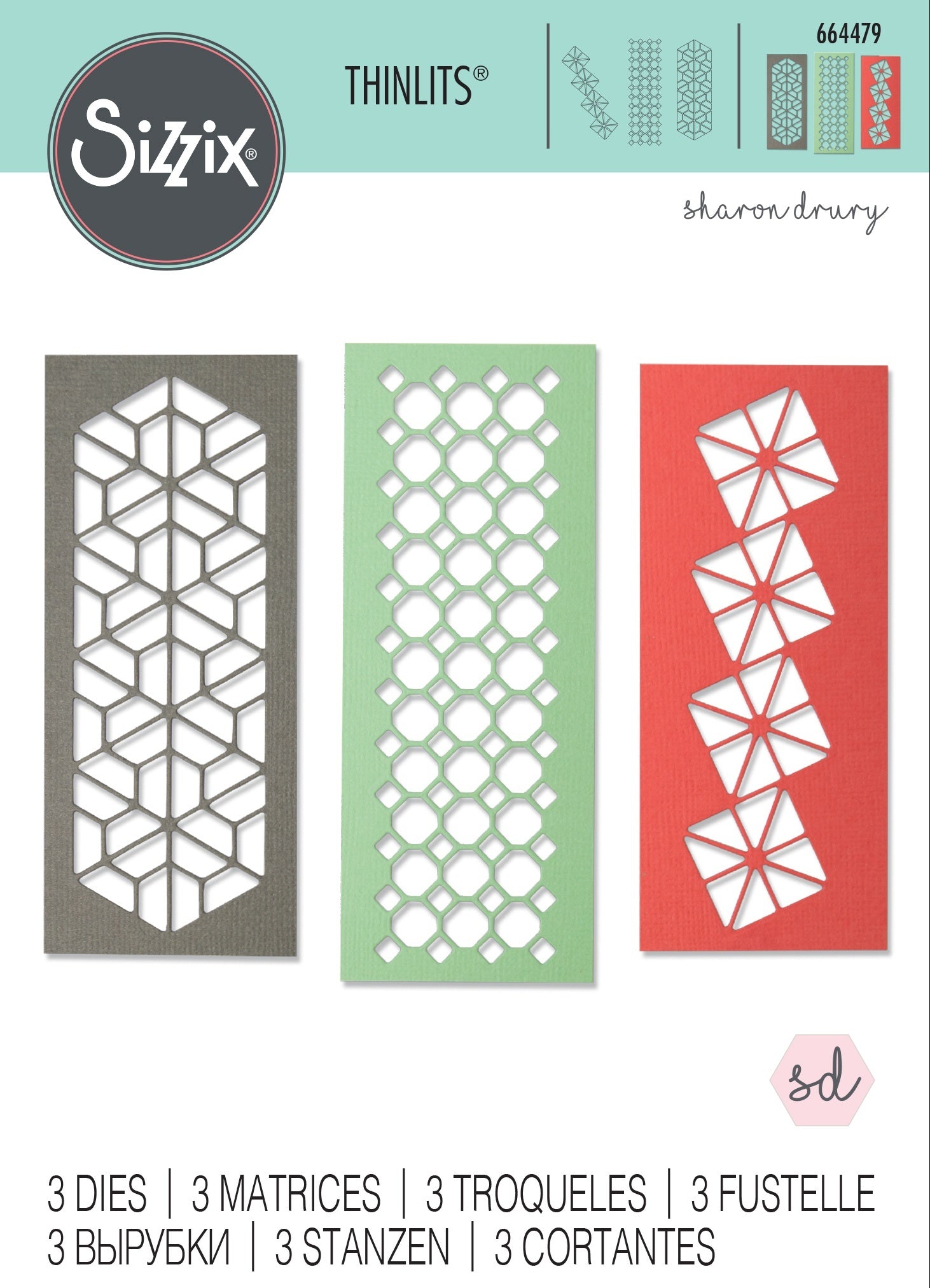Sizzix Thinlits Dies By Sharon Drury 3/Pkg - Geo Trio