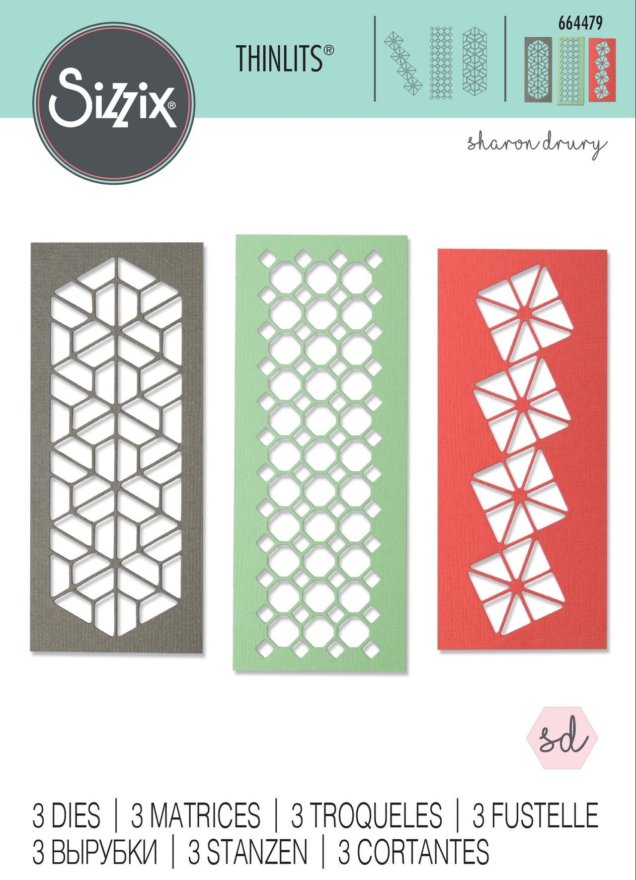 Sizzix Thinlits Dies By Sharon Drury 3/Pkg - Geo Trio
