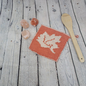 Autumn Pot Holder, Kitchen Accessory in Double-Face Knitting Technique