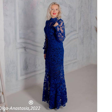 Blue lace suit - skirt and pullover