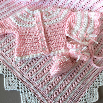 Pearls & Lace Bonnet & Booties 14-137