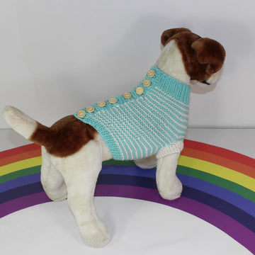 Aran Stripe Back Button Up Garter Stitch Dog Coat