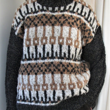 "Mood Scandi" Unisex Colour-Work Sweater with Polo Neck