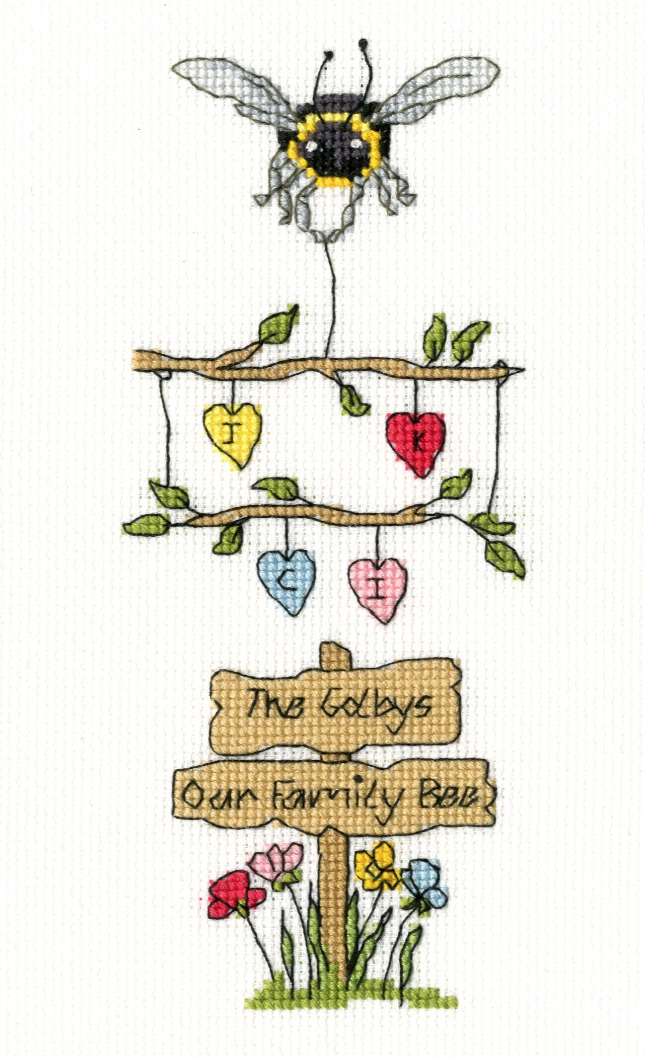 Bothy Threads Our Family Bee Cross Stitch Kit - 10 x 18cm