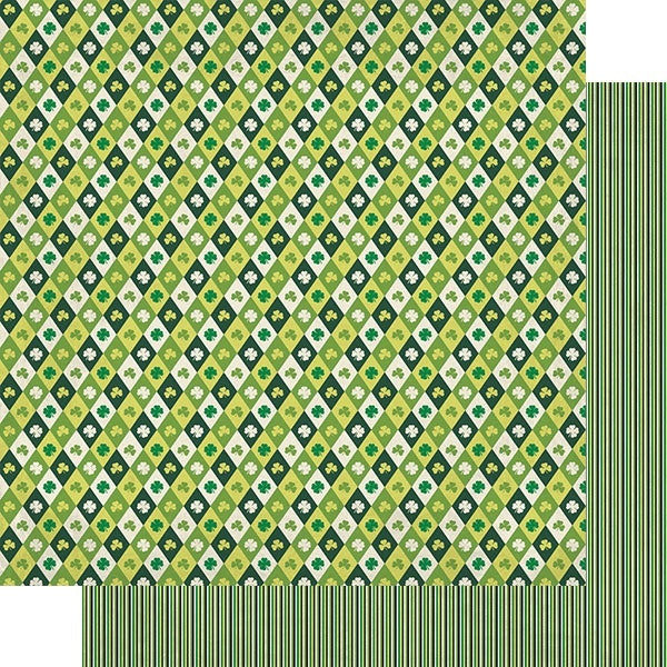 Authentique Paper Dublin Double-Sided Cardstock 12"X12" 18/Pkg - #3 Diamond Shamrocks & Clovers