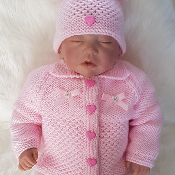 Elsie Baby Cardigan, Hat & Booties knitting pattern, 0-12mths