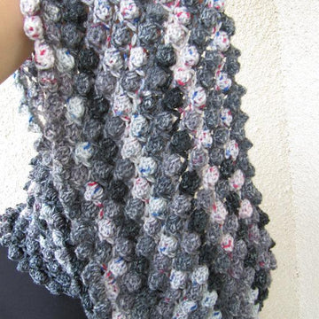 Infinity Gray Scarf With Flower Tutorial Pattern