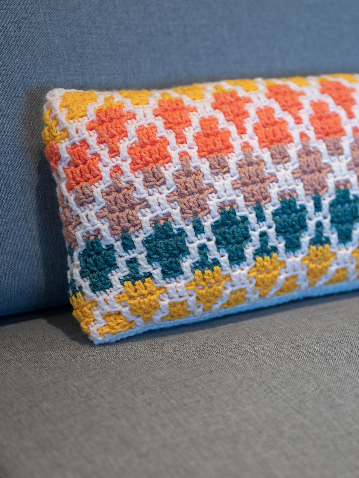 Mosaic Crochet Pillow Cover