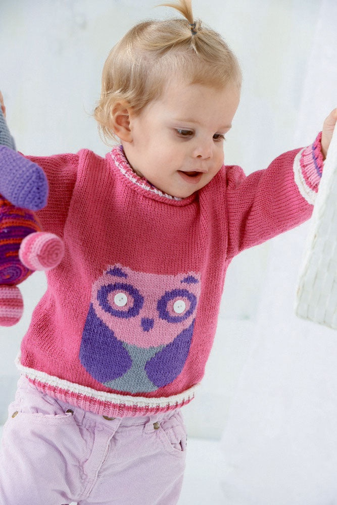 Sweater with Owl in Schachenmayr Baby Wool - S8645
