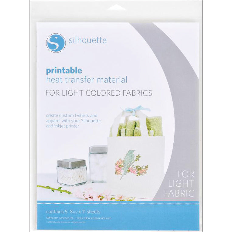 Silhouette America Silhouette Printable Heat Transfer Material 8.5"X11" 5/Pkg - For Light Fabrics