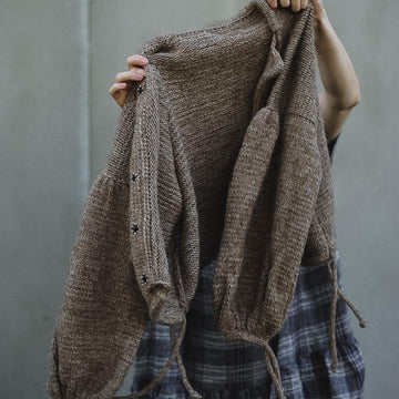Balloon sleeve short cardigan