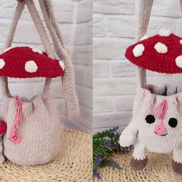Crochet mushroom bag pattern, fly agaric handbag