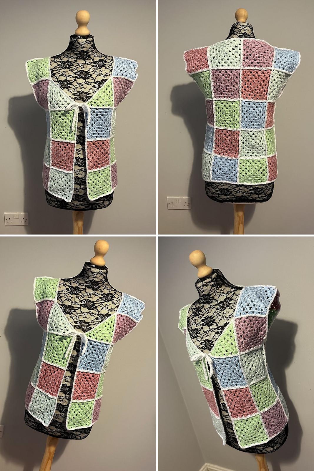 Granny Square Waist Coat Crochet Pattern
