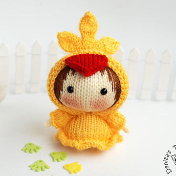 Yellow Chicken Doll. Easter Doll. Tanoshi series toy.