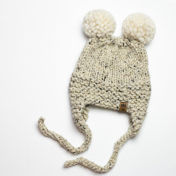 Ear Flaps Double Pompom Toque Kids Ear Flaps Hat