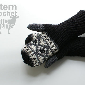 Fair Isle Crochet Diamond Mittens (2016003)